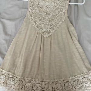 Cream detailed high neck tank